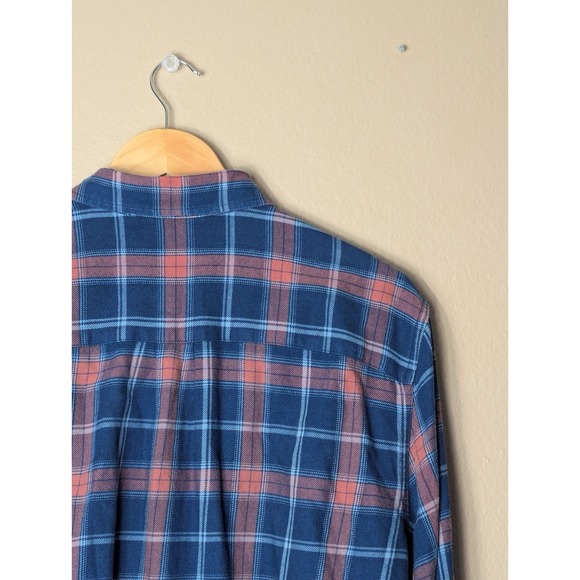 Marine Layer Plaid Flannel Shirt Mens Large Blue Red Cotton - Picture 7 of 14
